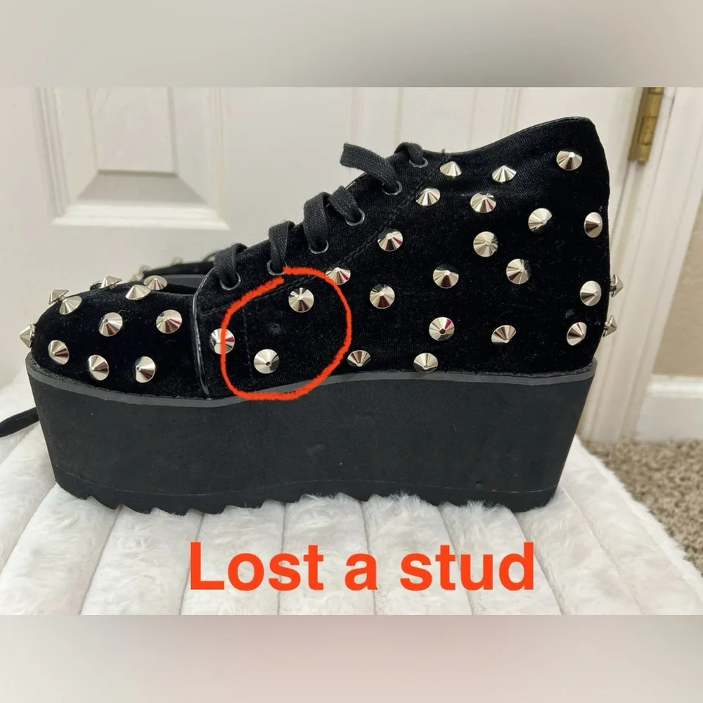 Lemon drop by dolls kill Studded Black Platform Sneakers